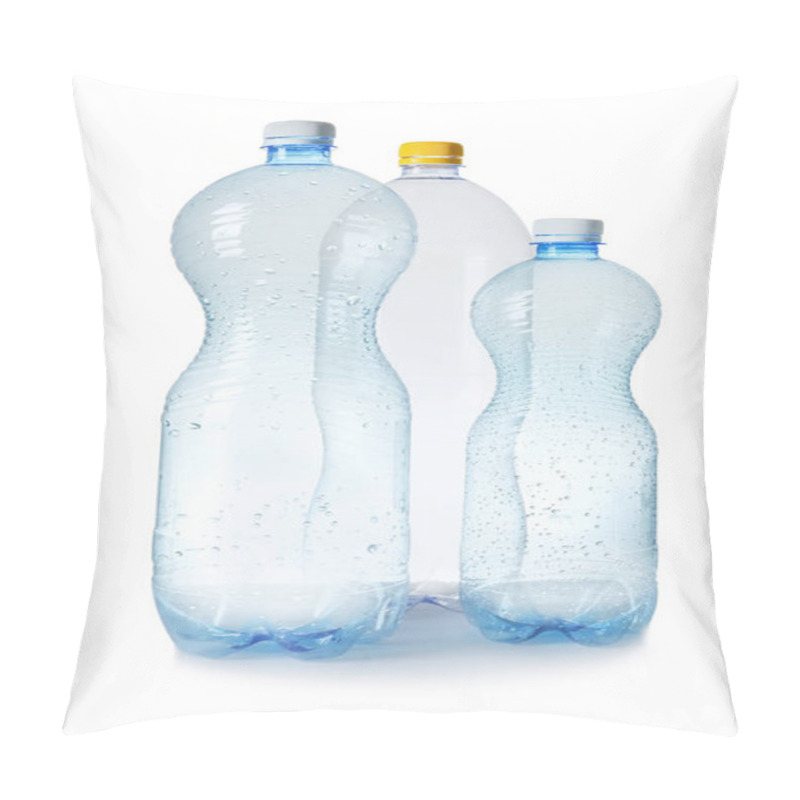 Personality  Three Plastic Bottles On White Background. Recycle Concept Pillow Covers