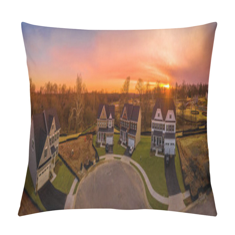 Personality  New American East Coast Neighborhood Dead End Street View During Sunset Pillow Covers