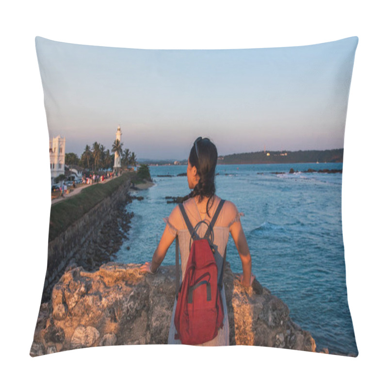 Personality  Woman Visiting Galle Dutch Fort In Sri Lanka Pillow Covers