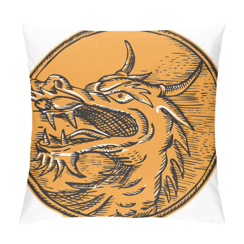 Personality  Chinese Dragon Head Circle Etching Pillow Covers