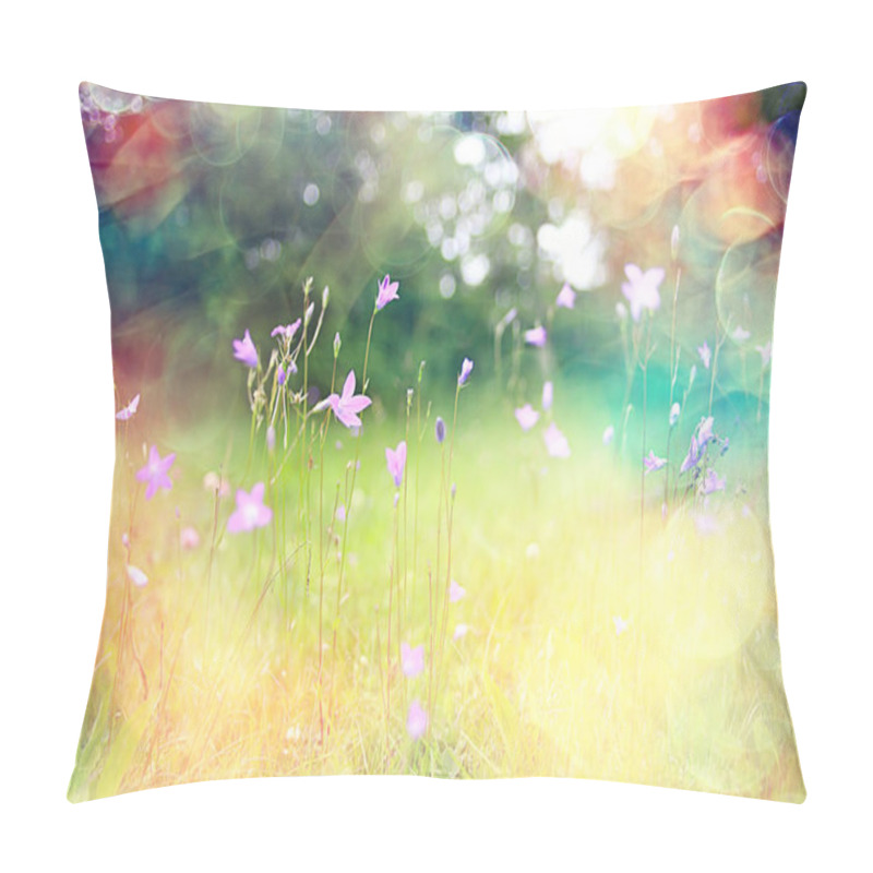 Personality  Wild Blue Spring Flowers, Wildflowers Small Flowers, Blurred Abstract Background Many Flowers Pillow Covers