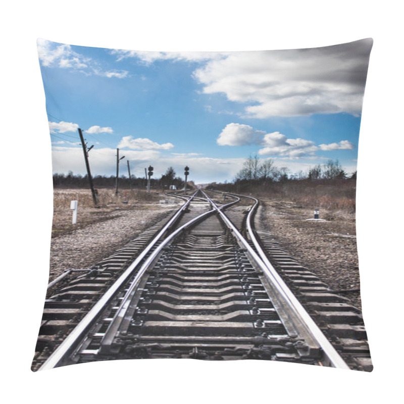 Personality  Railroad Junction Point And The Blue Sky. Pillow Covers