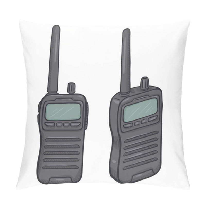 Personality  Cartoon Gray Walkie-Talkie Isolated On White Background Pillow Covers