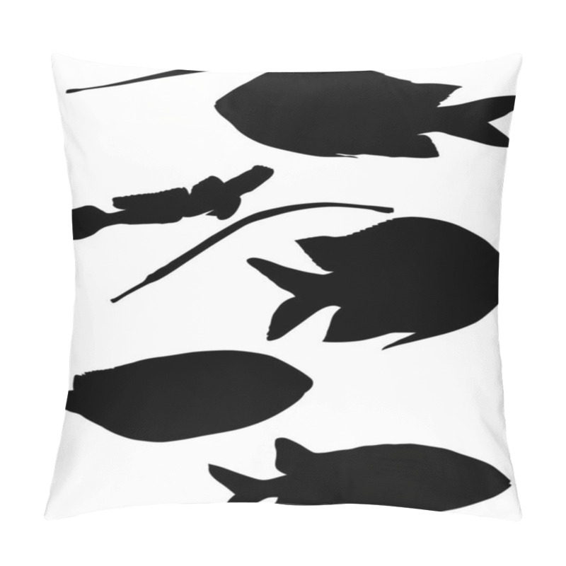 Personality  Illustration With Set Of Fish Silhouettes Isolated On White Background Pillow Covers