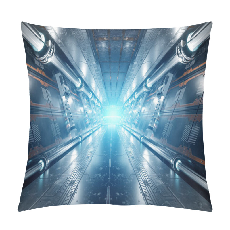 Personality  White And Silver Futuristic Spaceship Interior With Window View On Planet Earth 3d Rendering Elements Of This Image Furnished By NASA Pillow Covers