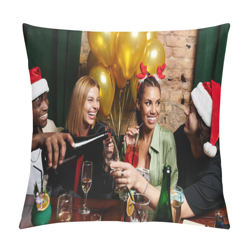 Personality  Colleagues Gather Cheerfully, Enjoying Festive Drinks And Sharing Laughter At A Joyous Celebration. Pillow Covers