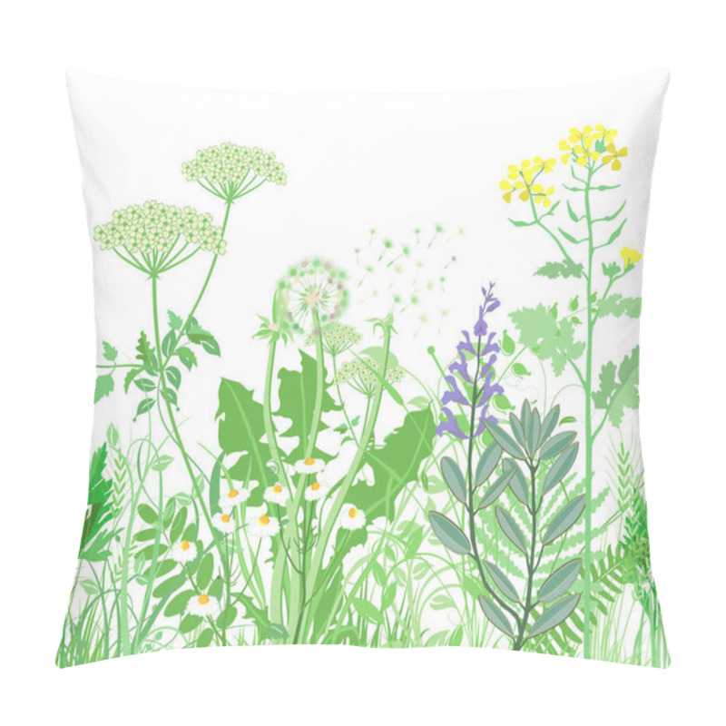 Personality  Herbs And Wild Flowers. Botanical Illustration Pillow Covers