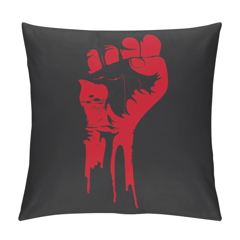 Personality  Vector Illustration Of A Blooding Clenched Fist Held High In Protest. Pillow Covers