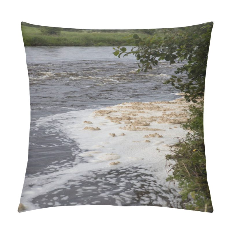 Personality  White Foam Pollution In A River Contaminating The Environment Pillow Covers