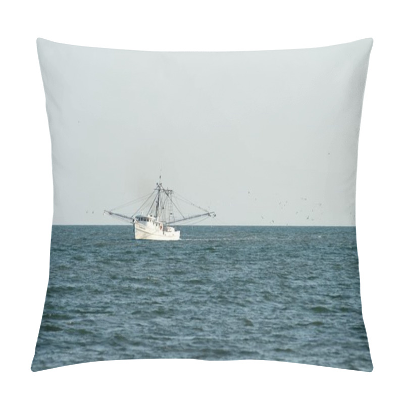 Personality  Trawler Fishing Boat In Atlantic Ocean Waters Pillow Covers