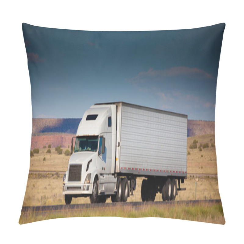 Personality  Semi-truck On The Road In The Desert Pillow Covers