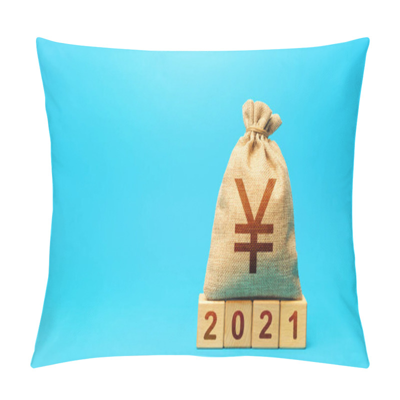 Personality  Yuan Yen Money Bag And Blocks 2021. Budget Planning For Next Year. Revenues Expenses, Investment And Financing. Beginning Of New Decade. Business Plans And Development Prospects, Trends And Challenges Pillow Covers