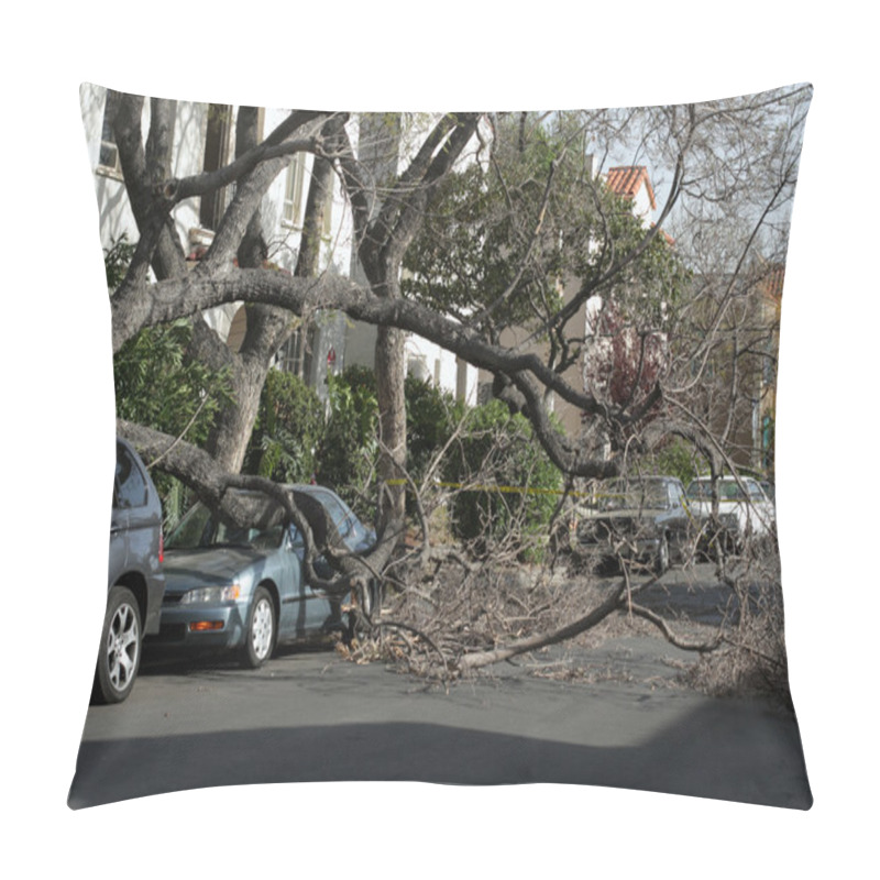 Personality  Car Trapped Under Fallen Tree Pillow Covers