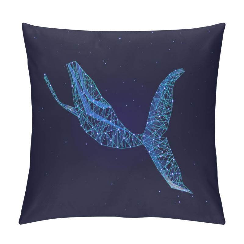 Personality  Blue Whale In The Form Of A Starry Sky Or Space, Consisting Of Points, Lines, And Shapes In The Form Of Planets, Stars And The Universe. Pillow Covers