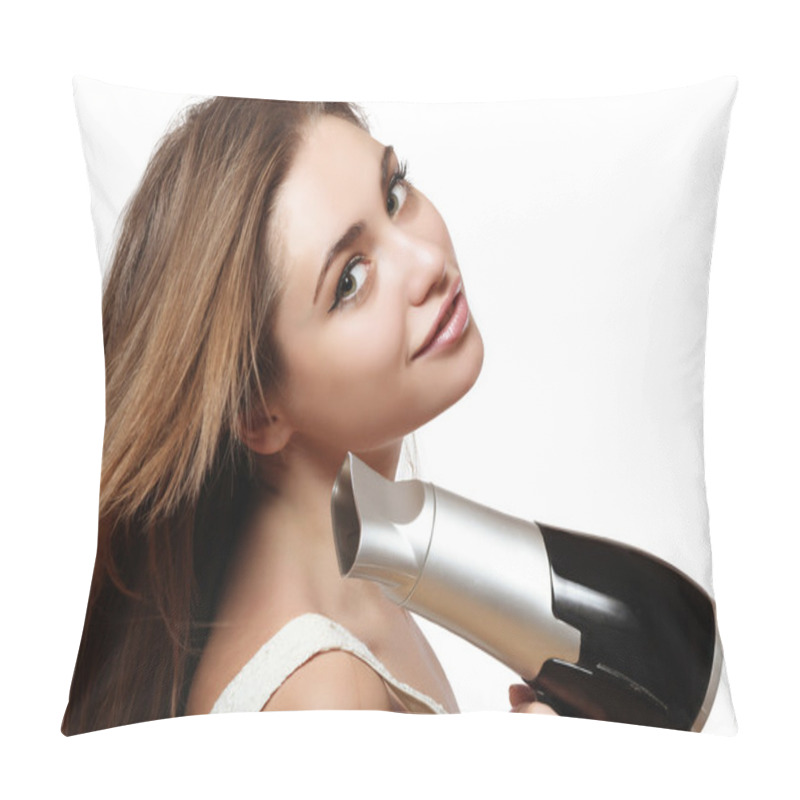 Personality  Girl With Hair Dryer Pillow Covers