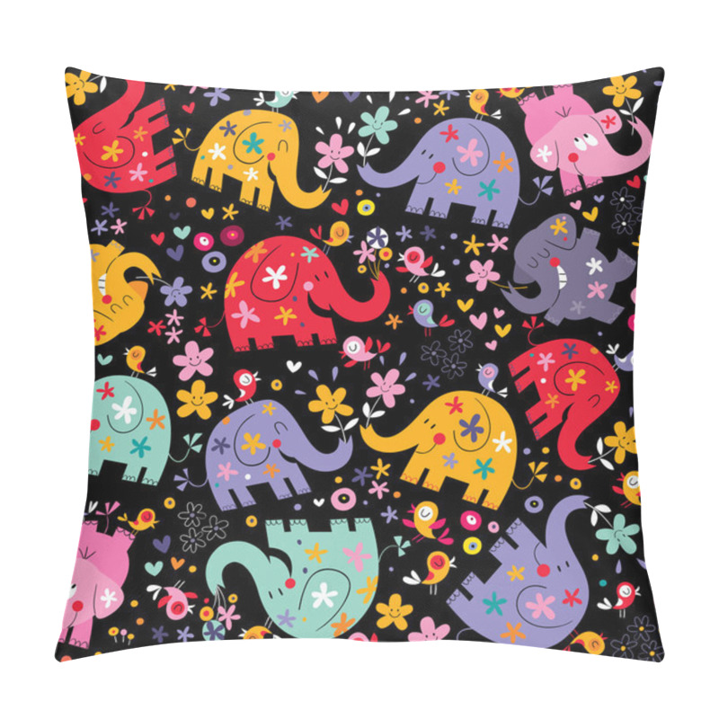 Personality  Elephants, Birds & Flowers Pattern Pillow Covers