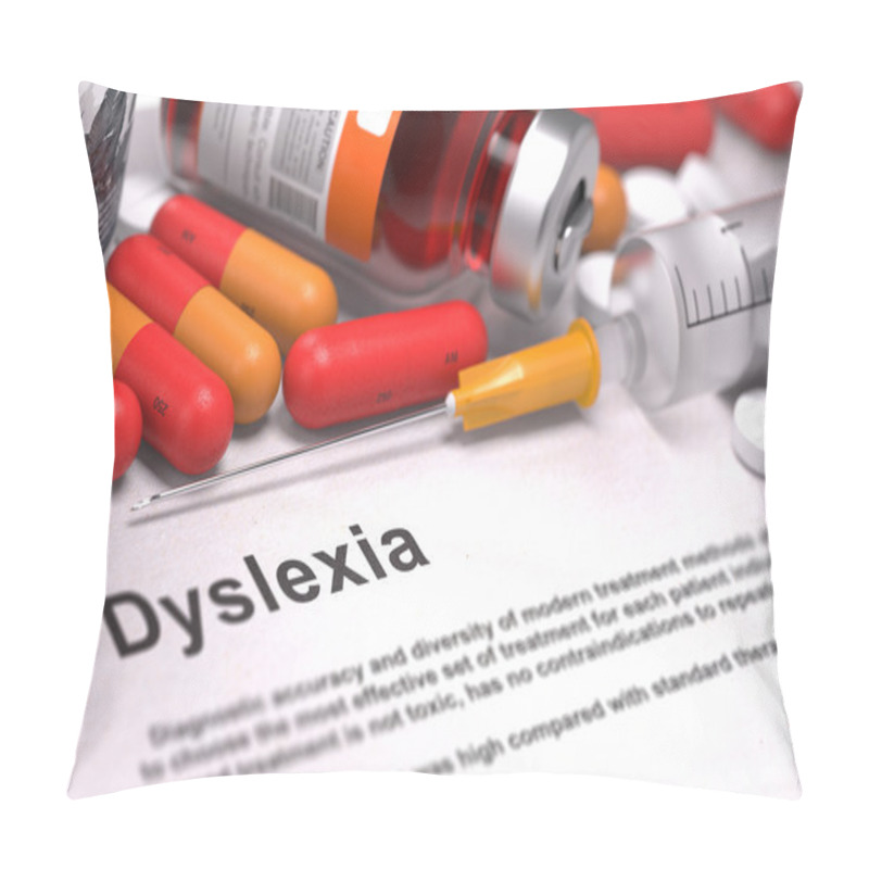 Personality  Diagnisis - Dyslexia. Medical Concept. Pillow Covers