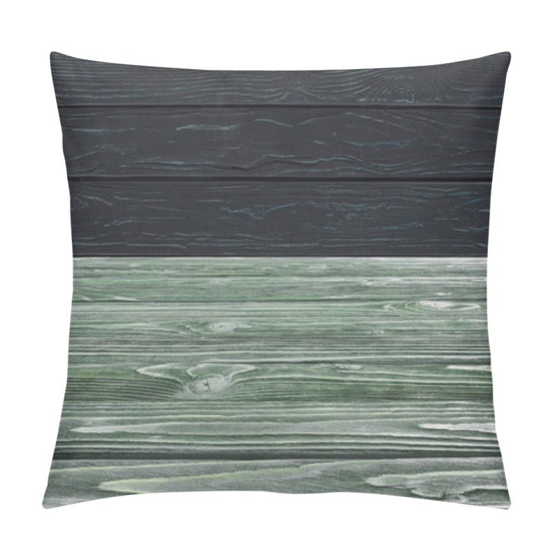 Personality  Template Of Dark Green Wooden Floor On Black Planks Background Pillow Covers