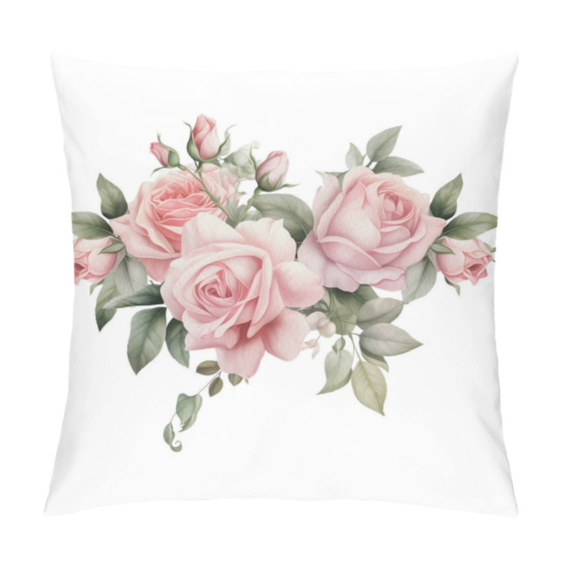 Personality  Watercolor Romantic Pink Rose Flowers Arrangement. Isolated Wedding Clipart Illustration For Invitation Card, Logo, Greeting Card, Banners And More. Pillow Covers