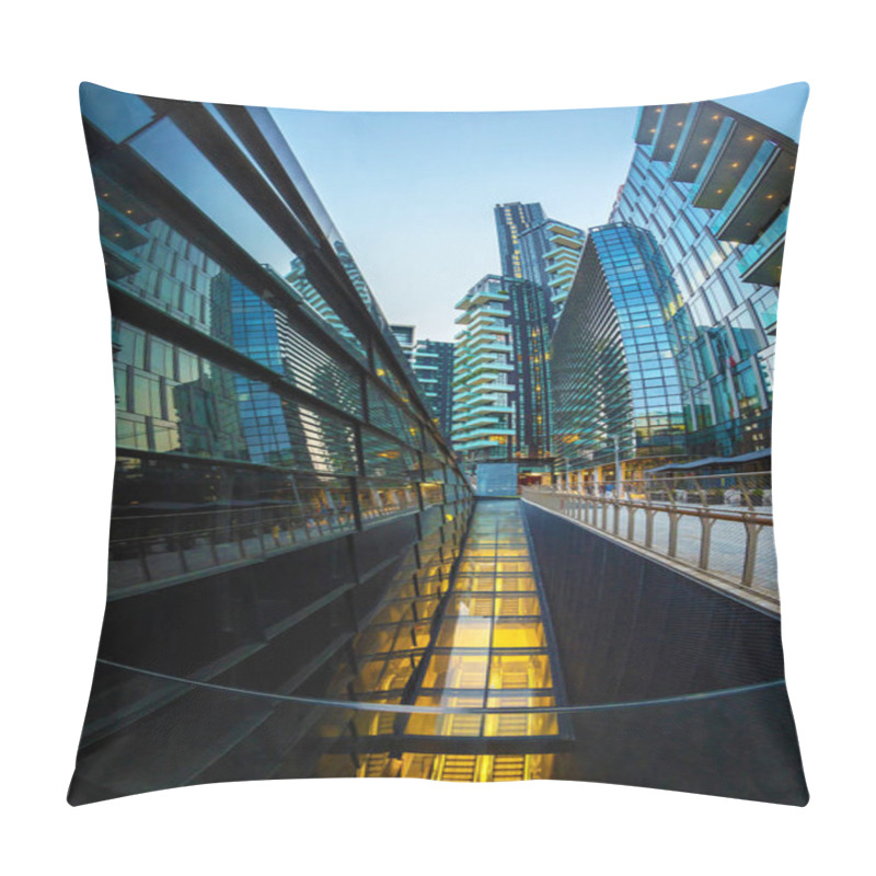 Personality  Night View Of The Buildings The Porta Nuova District, Milan, Ita Pillow Covers