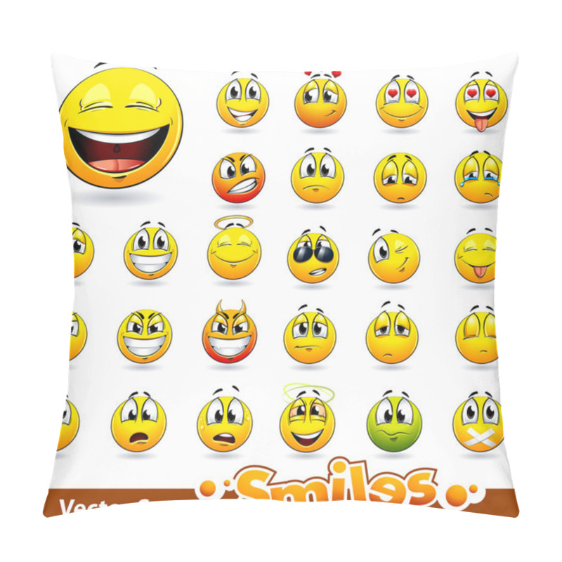 Personality  Vector Set Of Cute Smile-balls Pillow Covers