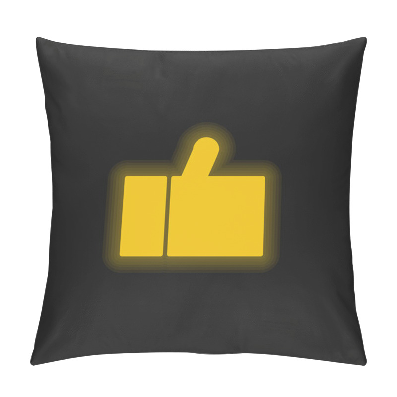 Personality  Black Thumb Up Yellow Glowing Neon Icon Pillow Covers