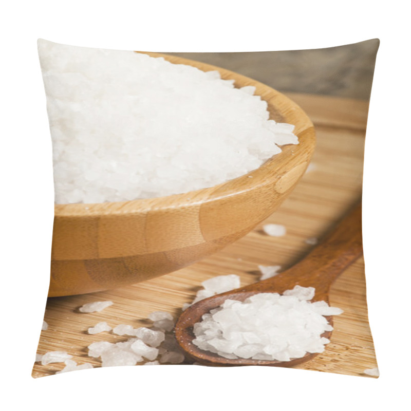 Personality  Large White Sea Salt In A Wooden Bowl Pillow Covers