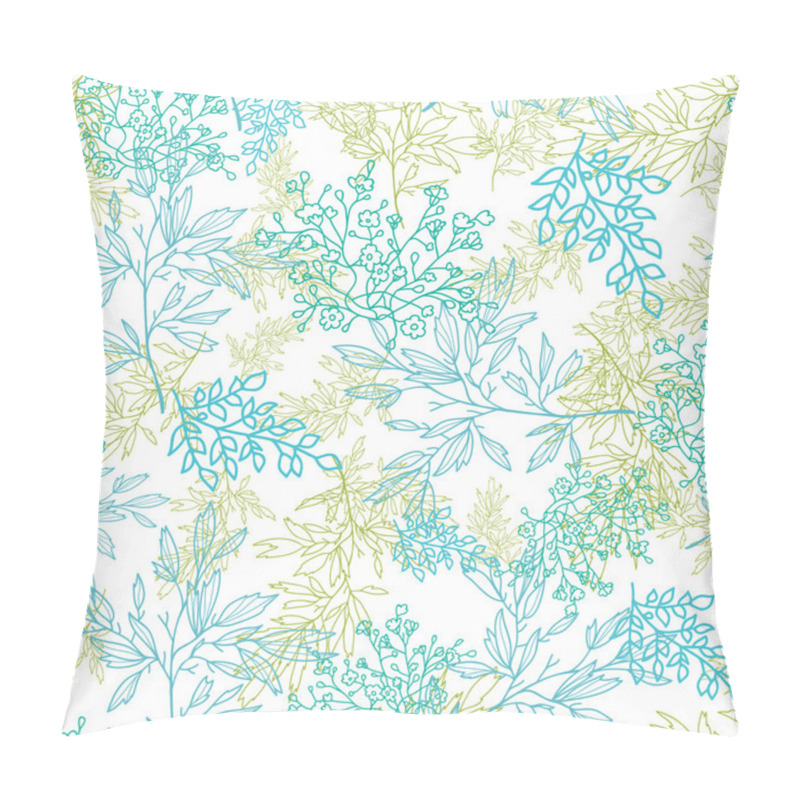 Personality  Scattered Blue Green Branches Seamless Pattern Background Pillow Covers