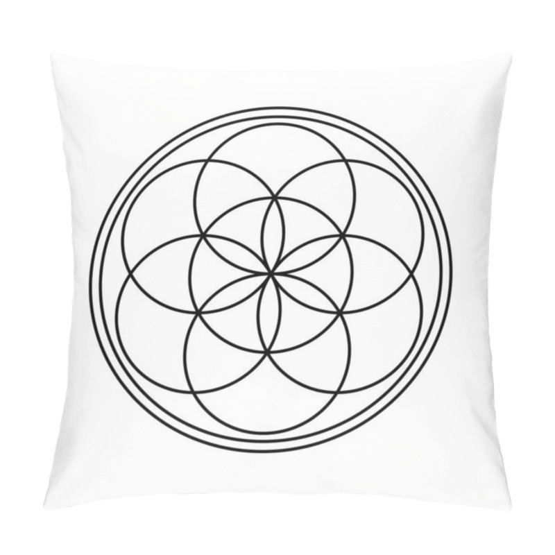 Personality  Feminity Symbol Sacral Geometry. The Flower Of Life Symbol. One Of The Basic Sacred Geometry Shapes. Pillow Covers