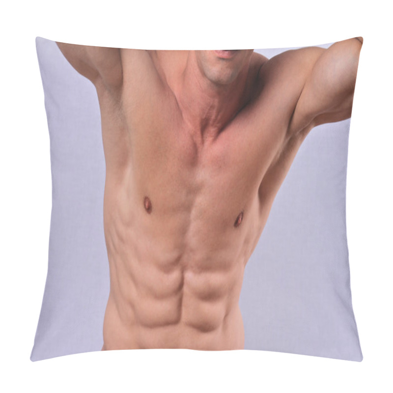 Personality  Body Waxing For Man . Attractive Male Body , Muscular Torso, Chest And Armpit Hair Removal Close Up. Pillow Covers