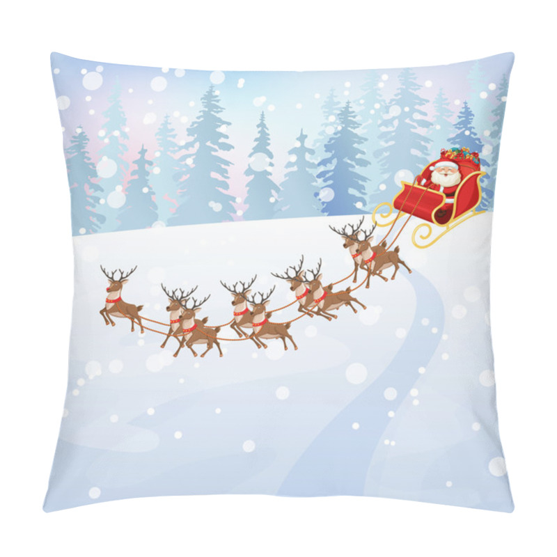 Personality  Santa Claus In Sleigh 2 Pillow Covers