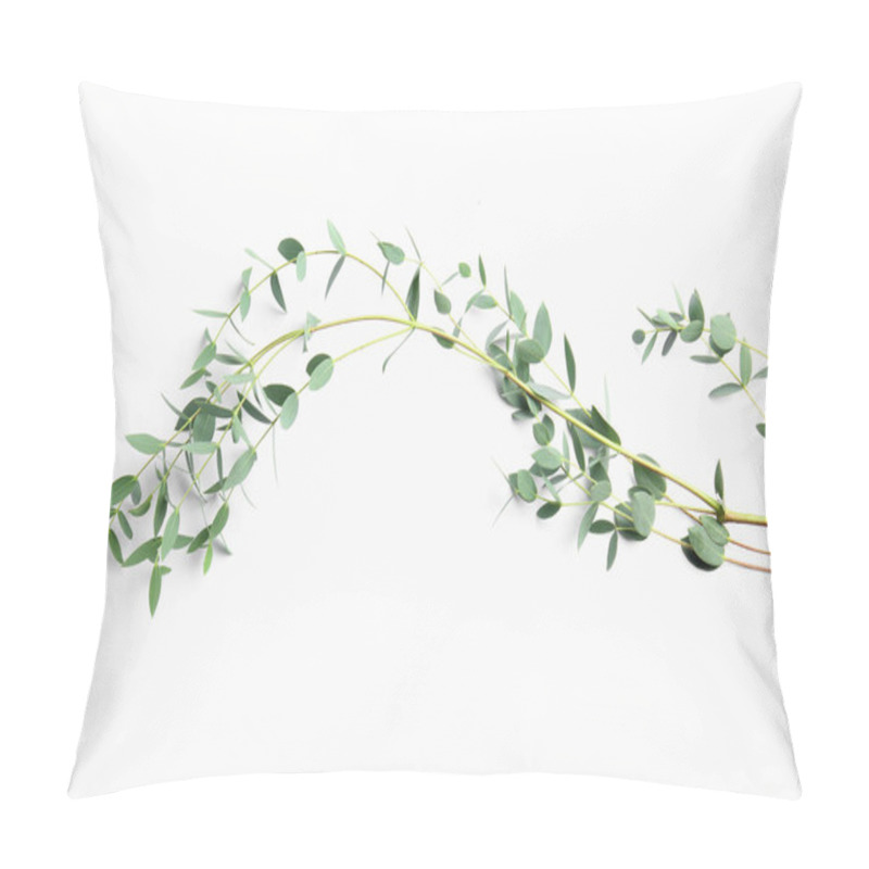 Personality  Branch Of Tropical Plant On White Background Pillow Covers