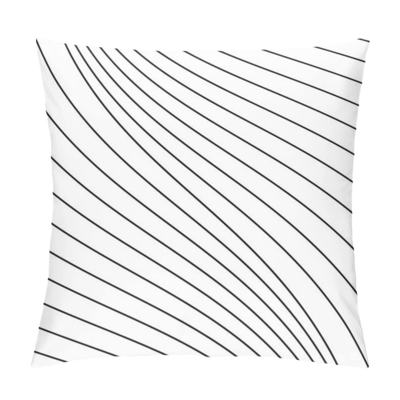 Personality   Black Oblique Curvy Vector Lines On A White Background. Pillow Covers