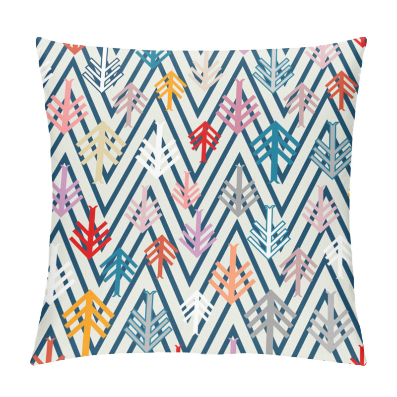 Personality  Spring Mood. Modern Geometric Seamless Pattern. Inspired By American Indians Arts. Firs, Arrows, Zig Zag Background. Pillow Covers