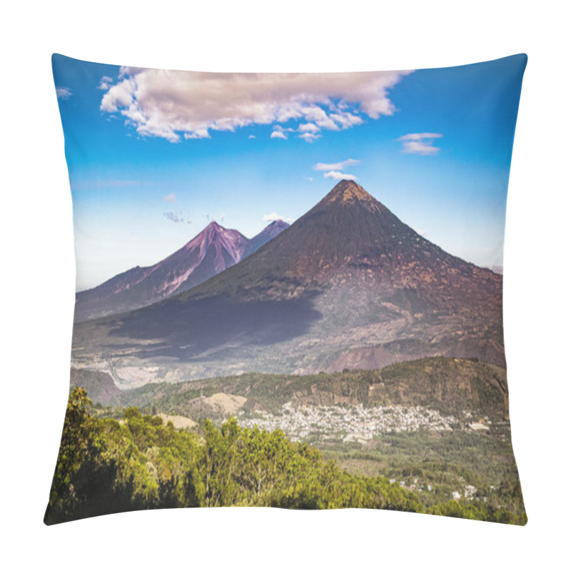 Personality  View Of Volcan De Agua And Acatenango From The Slopes Of Pacaya Volcano Near Antigua In Guatemala, Central America. Volcanic Daytime Landscape Of Central Guatemala. Pillow Covers