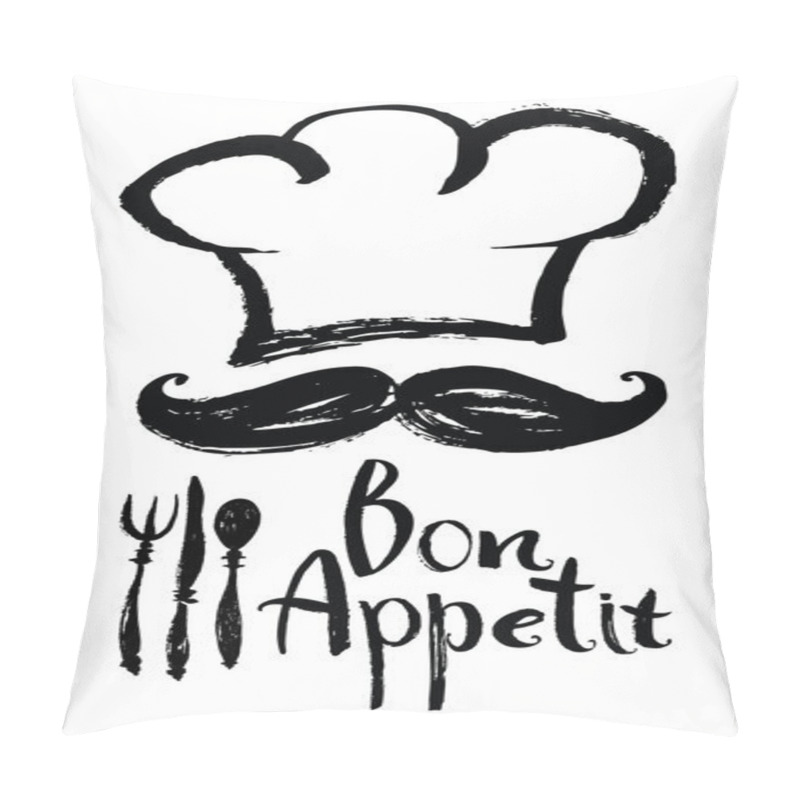 Personality  Bon Appetit Design Card With Chef Hat And Moustache Pillow Covers