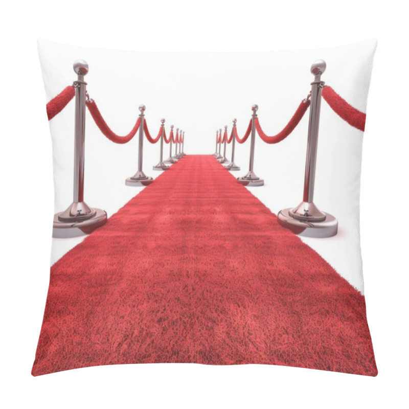 Personality  A Luxurious Red Carpet Lined With Elegant Stanchions And Ropes, Symbolizing Celebrity And Glamour. Pillow Covers