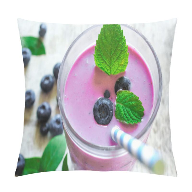 Personality  Glass Of Fresh Homemade Berry Smoothie With A Straw Pillow Covers