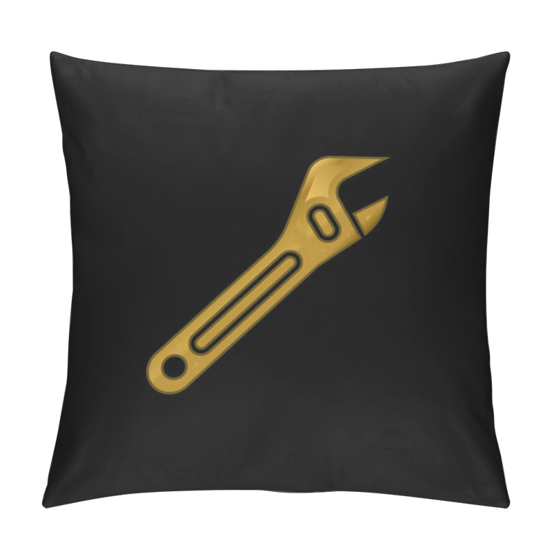 Personality  Adjustable Spanner Gold Plated Metalic Icon Or Logo Vector Pillow Covers