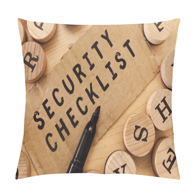 Personality  Handwriting Text Writing Security Checklist. Concept Meaning Protection Of Data And System Guide On Internet Theft Pillow Covers