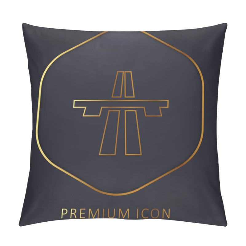 Personality  Bridge On Avenue Perspective Golden Line Premium Logo Or Icon Pillow Covers