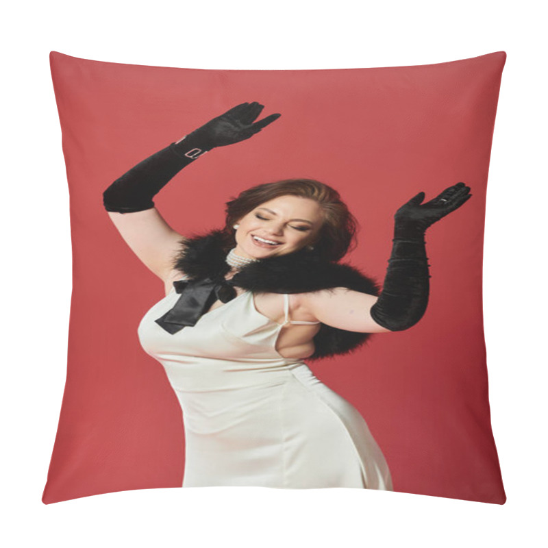 Personality  A Young Woman Dressed Elegantly Dances Joyfully, Exuding Confidence And Charm In Her Attire. Pillow Covers