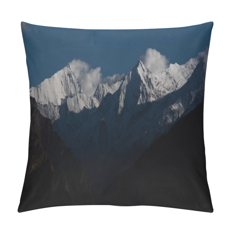 Personality  Morning Sun Light Illuminates Snowclad Himalayan Peaks In Uttarakhand, India Pillow Covers