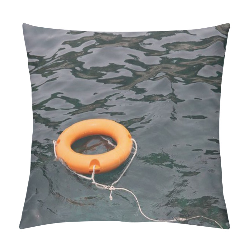 Personality  Orange Life Ring At Sea, Safety On The Water. Lifebuoy On The Beach, Concept Of Saving A Drowning Pillow Covers