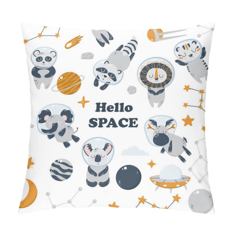 Personality  Set Of Isolated Animals And Space Elements - Vector Illustration, Eps Pillow Covers