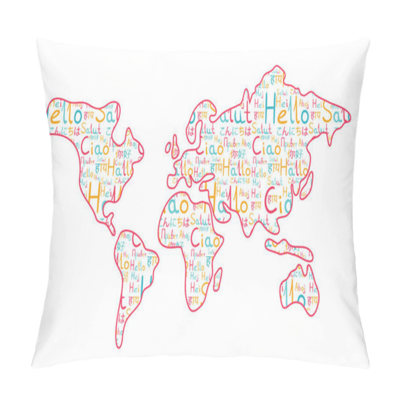 Personality  World Map On The White Background Pink Hello Pattern Pillow Covers