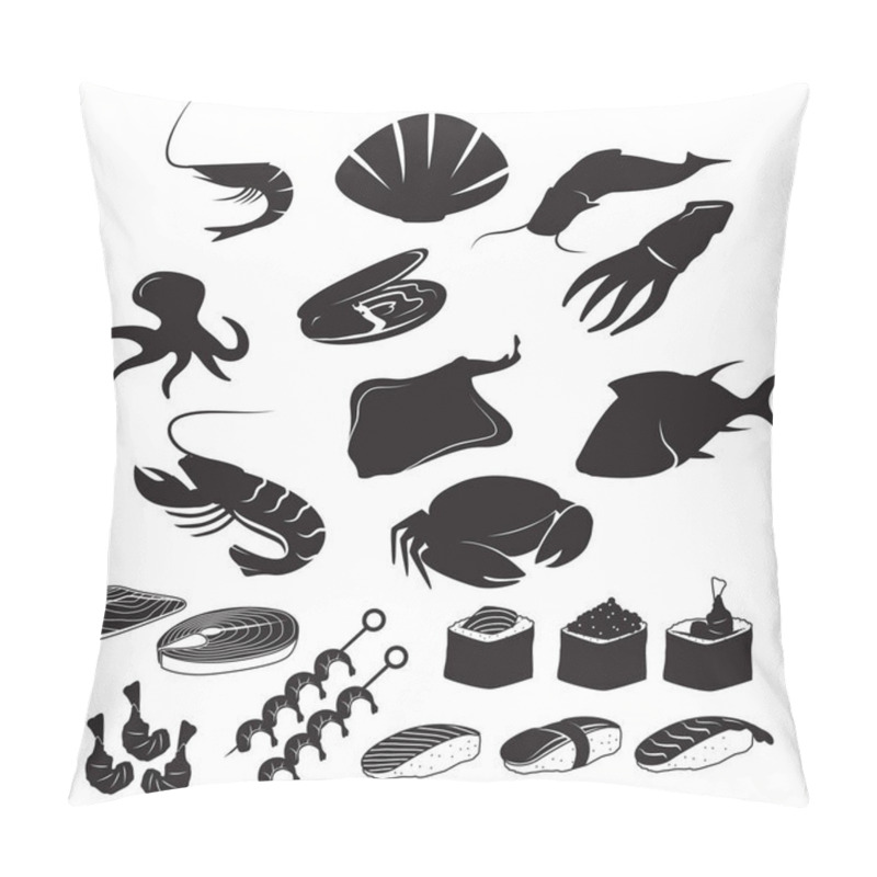 Personality  Set Of Seafood Icons Pillow Covers