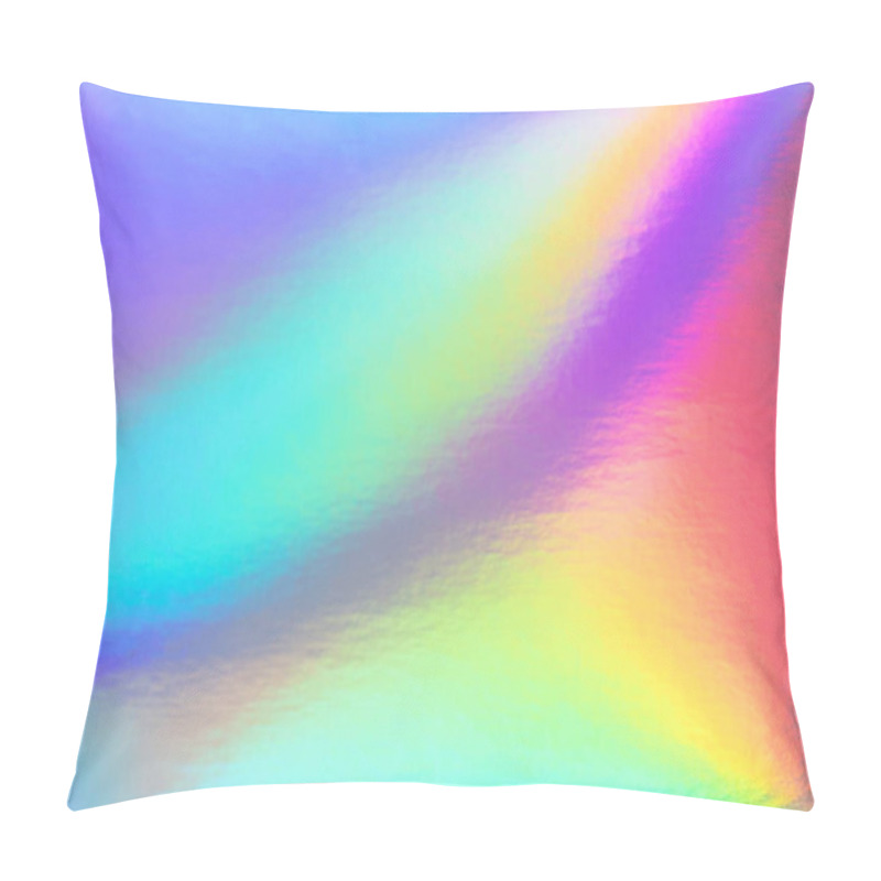 Personality  Abstract Trendy Rainbow Holographic Background In 80s Style. Blurred Texture In Violet, Pink And Mint Bright Neon Colors. Pillow Covers