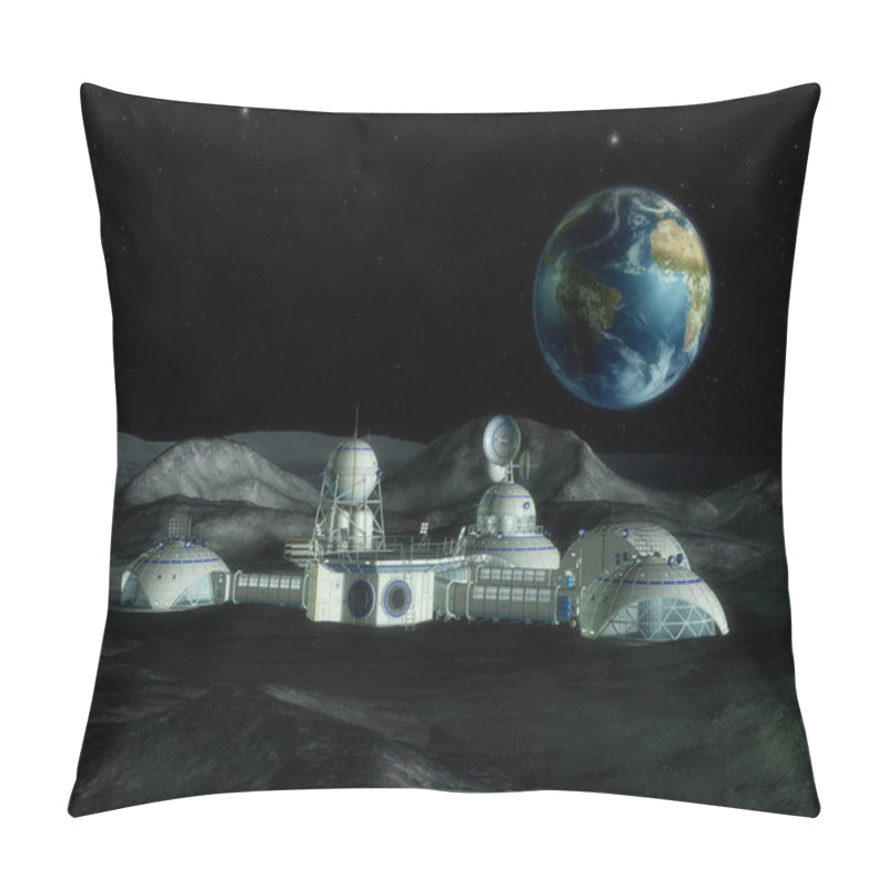 Personality  3D Illustration Of A Space Station Pillow Covers