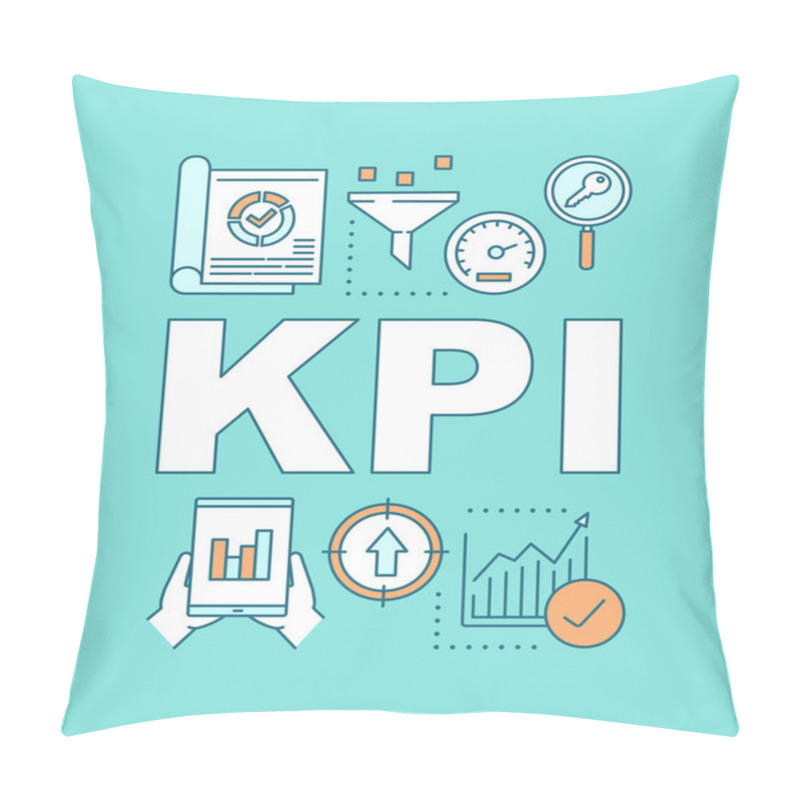 Personality  KPI Word Concepts Banner. Key Performance Indicator. Performance Measurement. Presentation, Website. Isolated Lettering Typography Idea With Linear Icons. Vector Outline Illustration Pillow Covers